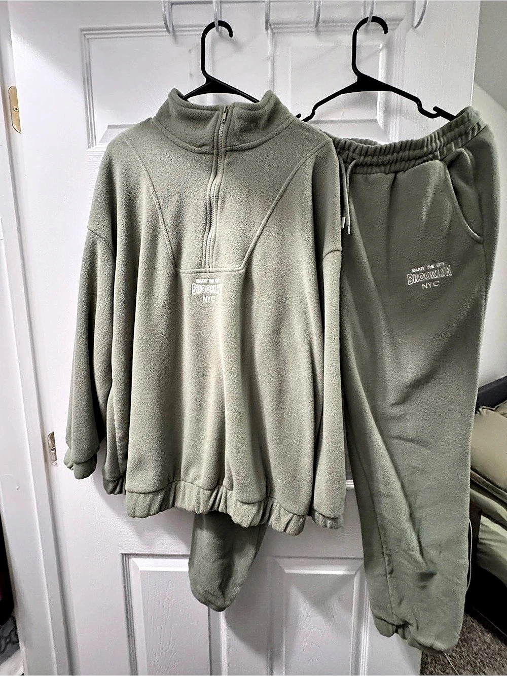 Defacto Fleece Half-Zip Set in Green